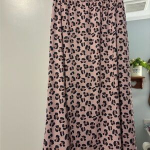 Pink Leopard Print Midi Skirt - With Leggings